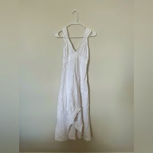 European summer flowy white dress